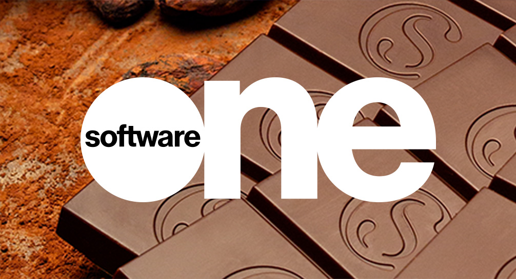 A chocolate bar with the word software on it.
