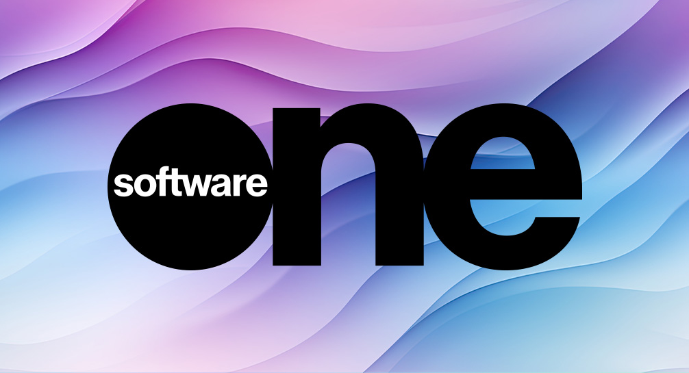 The software one logo on a purple and blue background.